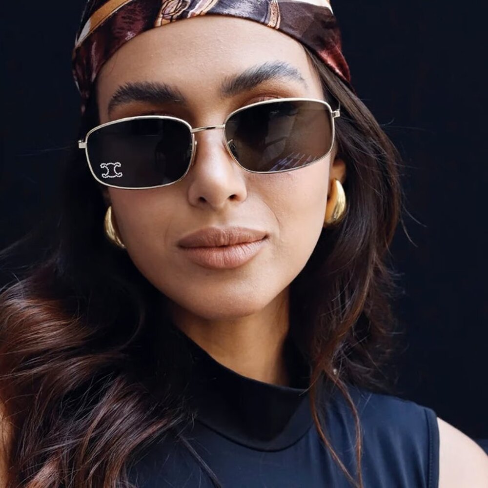 NEW CELINE SUNGLASSES, WOMEN SILVER SQUARE EYEWEAR CELINE CL40285U 16A